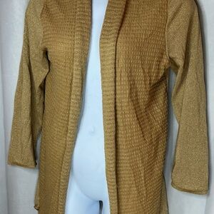 Gold Textured Open Cardigan